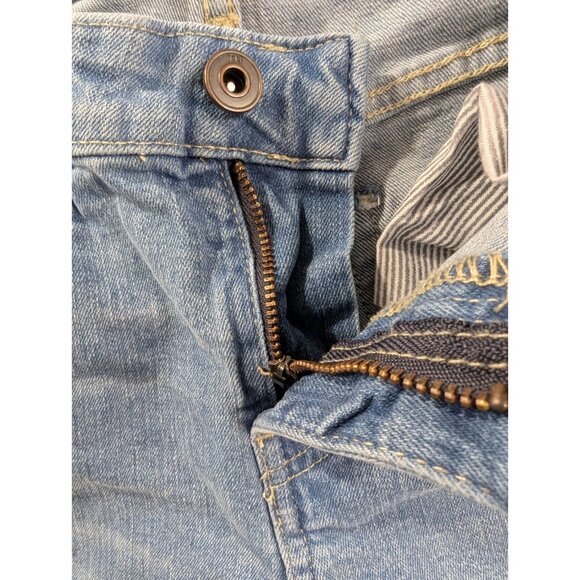 Tommy Hilfiger Denim Shorts Womens SZ 6 Blue whiskers Bermuda Rolled Cuffs Boho - Picture 12 of 14